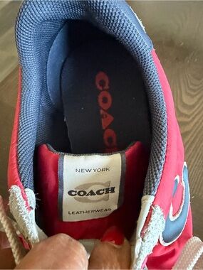 Coach Kids Red and Navy Leatherwear Sneakers